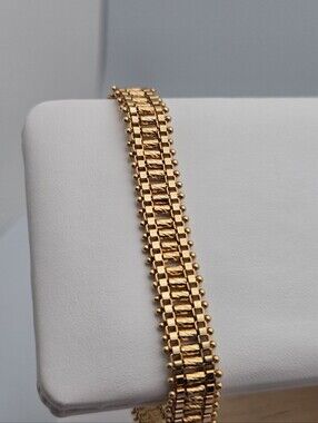 Vintage 1980s Gold Tone Bar Link Chain Bracelet 7.5"